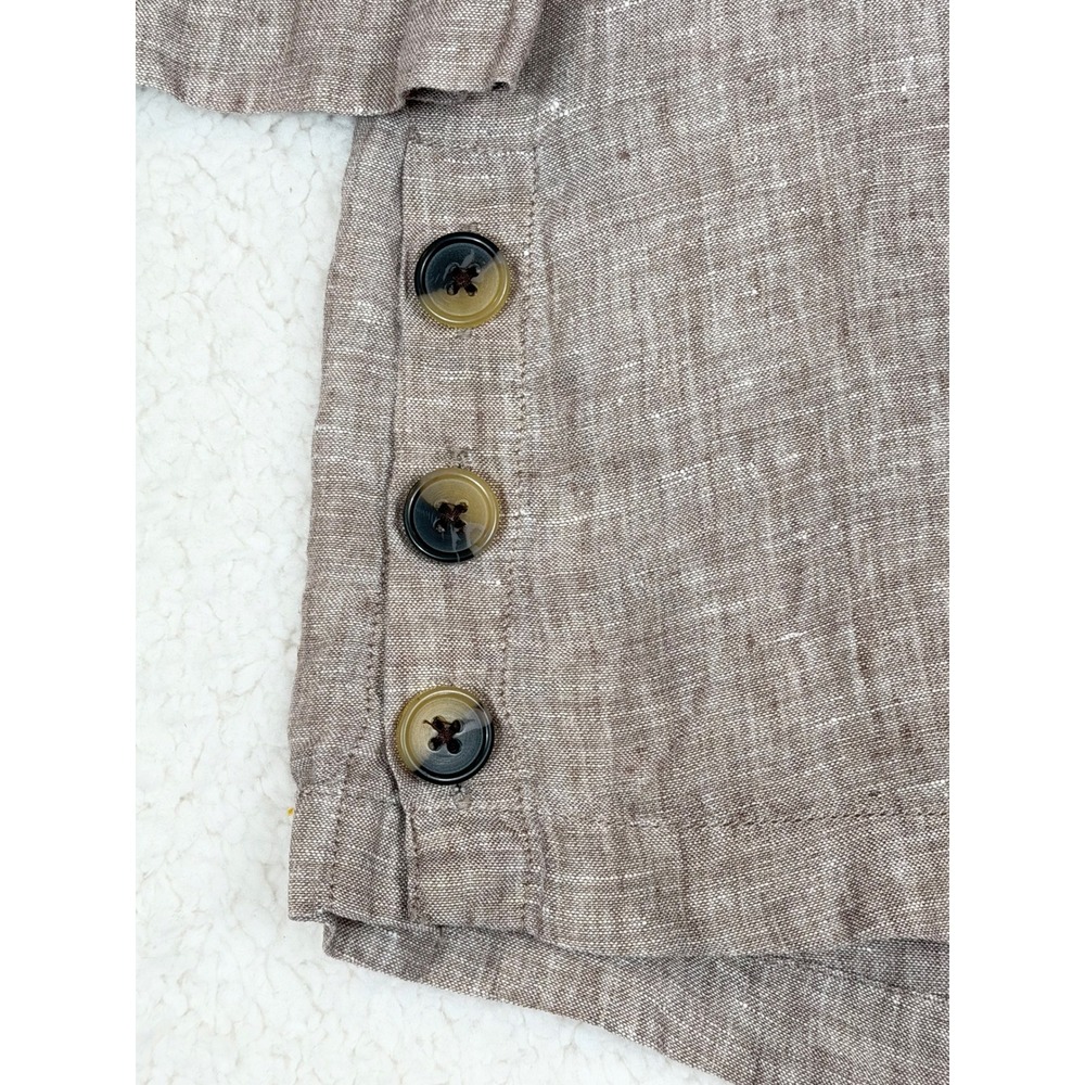 Tahari Sz S Linen V-Neck 3/4 Sleeve Top Side-Button Pullover Lagenlook - Picture 5 of 9